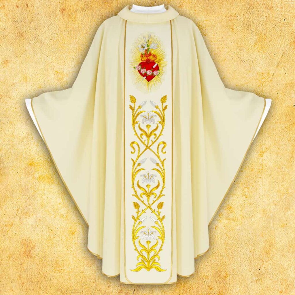 Chasuble avec ceinture brodée Cœur de Marie