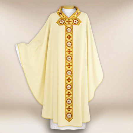 Chasuble liturgique brodée ecru
