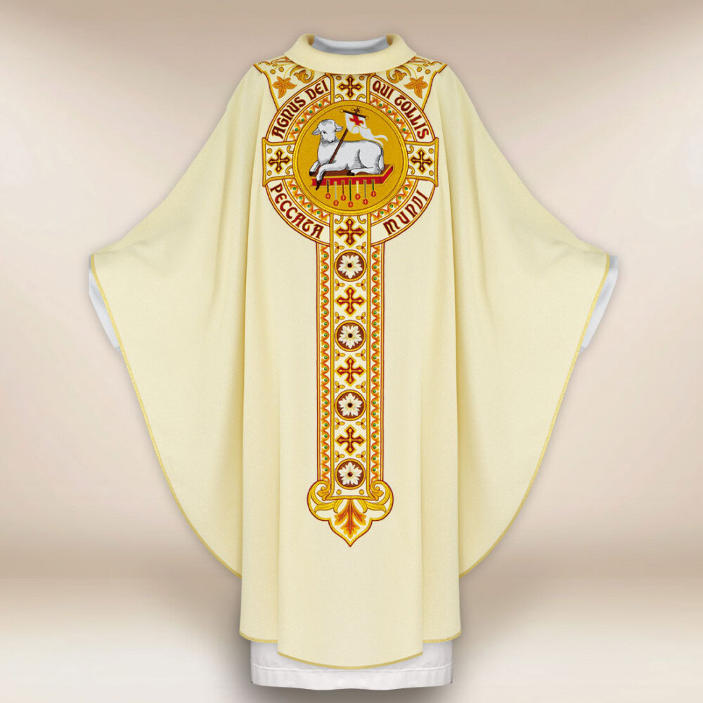 Chasuble liturgique brodée Agneau de Dieu