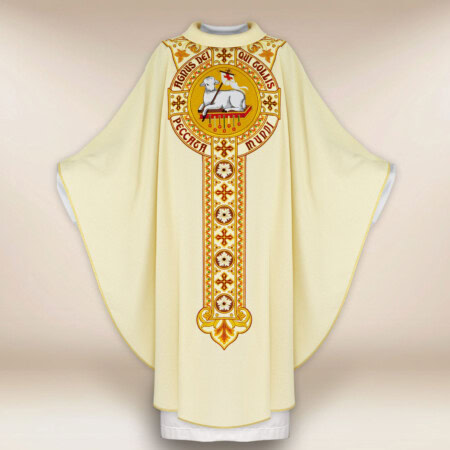 Chasuble liturgique brodée Agneau de Dieu