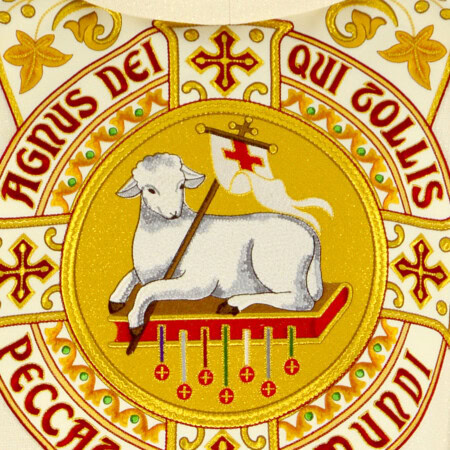 Chasuble liturgique brodée Agneau de Dieu