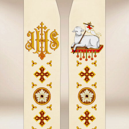 Étole liturgique brodée avec le syNotre-Dameole de l'Agneau