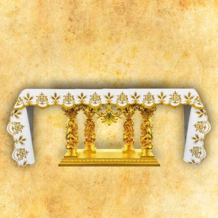 Nappe brodée avec un magnifique brodé doré IHS