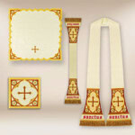 Chasuble romaine liturgique avec le motif de la Dernière Cène