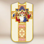 Chasuble romaine liturgique avec le motif de la Dernière Cène