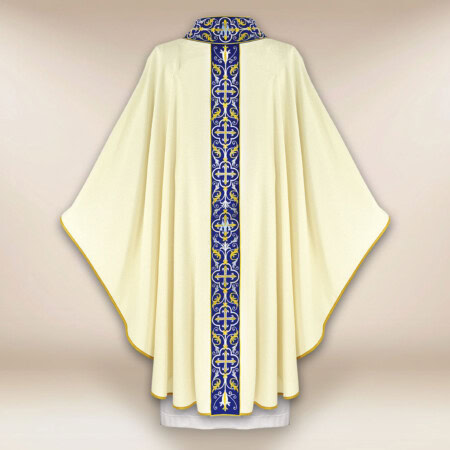 Chasuble liturgique mariale en couleur écrue