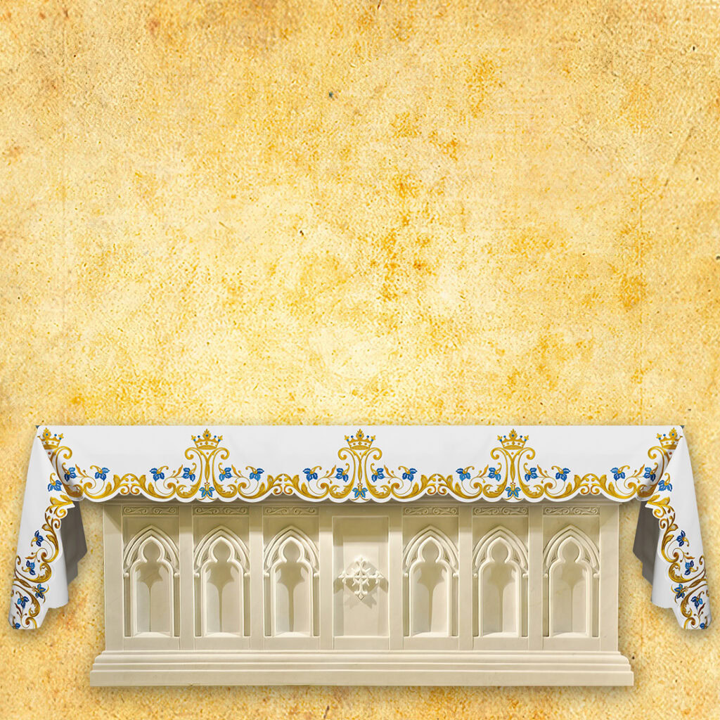 Nappe d’autel Maryjny avec broderie or-bleu