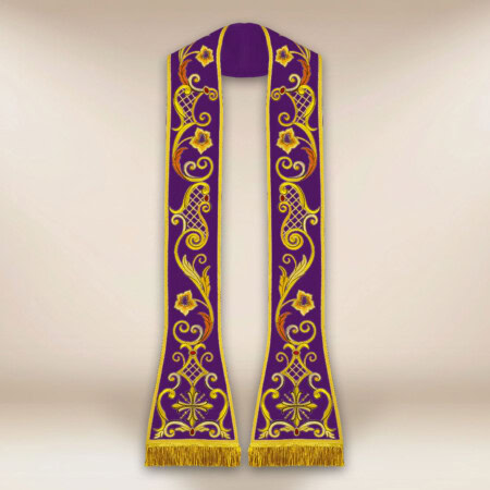 Étole brodée romaine violette