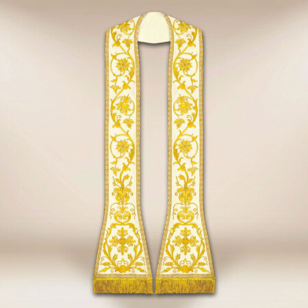 Ecru liturgiczna étole rzymska haftowana
