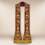 Étole romaine liturgique violette brodée