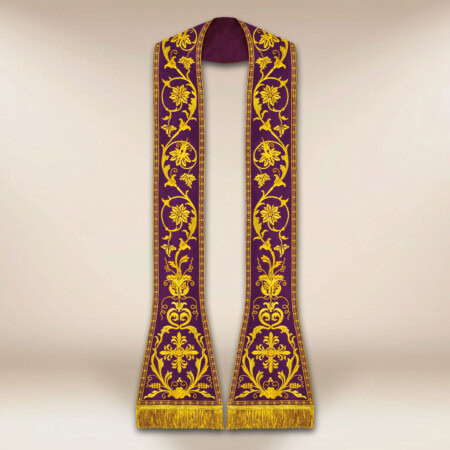 Étole romaine liturgique violette brodée