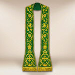 Étole romaine liturgique verte brodée