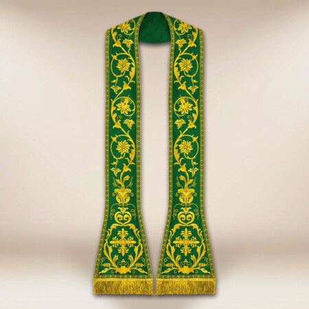 Étole romaine liturgique verte brodée