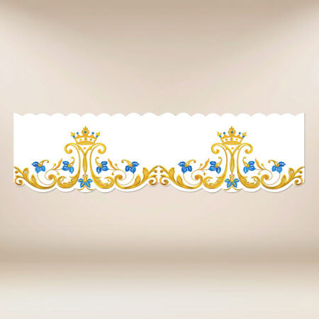 Dentelle Maryjane avec broderie or-bleu d'une hauteur de 27 cm