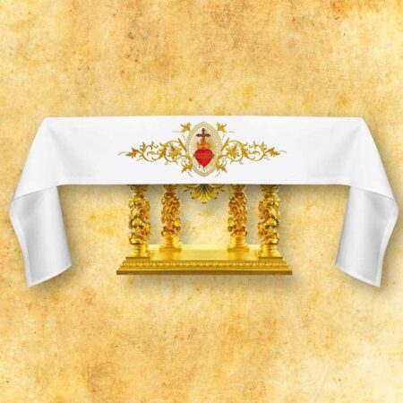 Nappe d’autel avec broderie frontale Cœur de Jésus