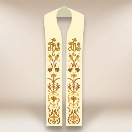 Étole liturgique IHS brodée