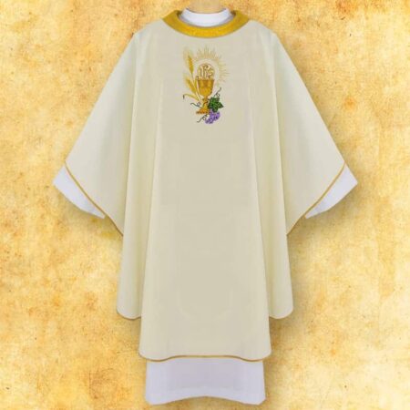 Chasuble brodée eucharistique avec le Calice