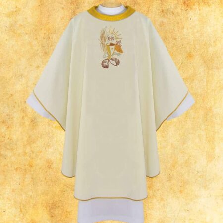 Chasuble brodée ecru eucharistique