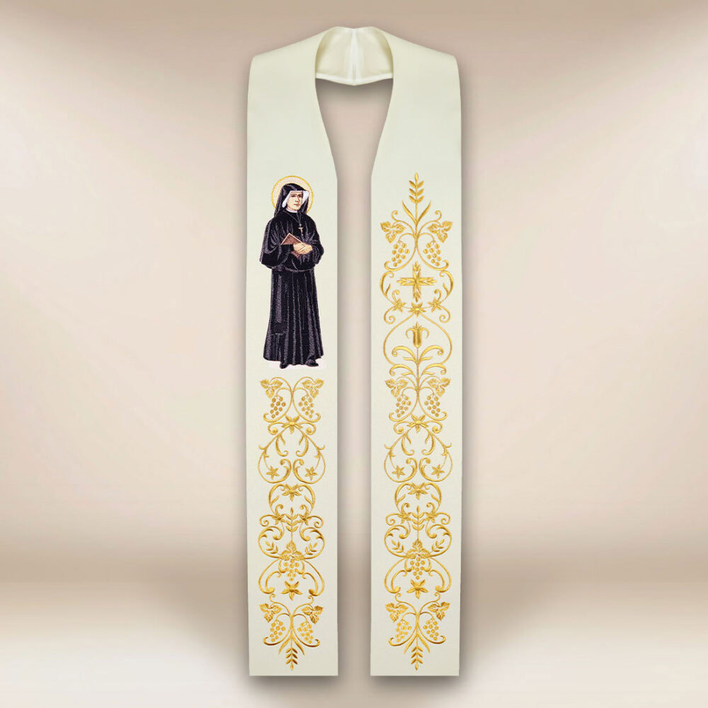 Étole brodée avec l'image de Saint Faustine