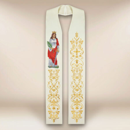 Étole brodée avec l'image de Saint Barbara