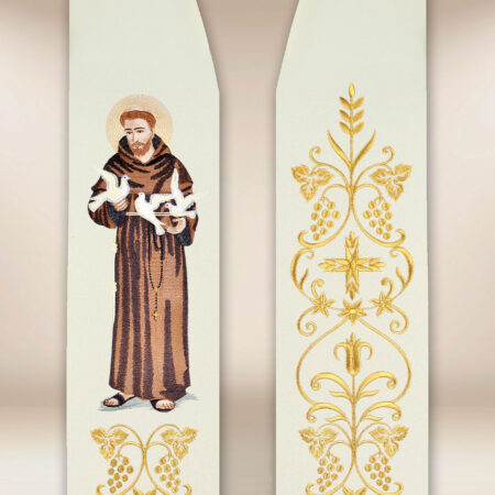 Étole brodée avec l'image de Saint François