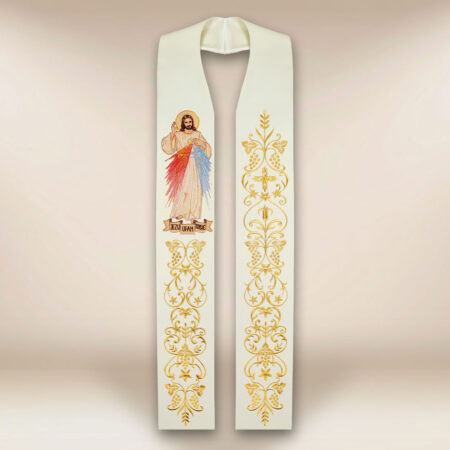 Étole brodée avec l'image de Jésus Miséricordieux
