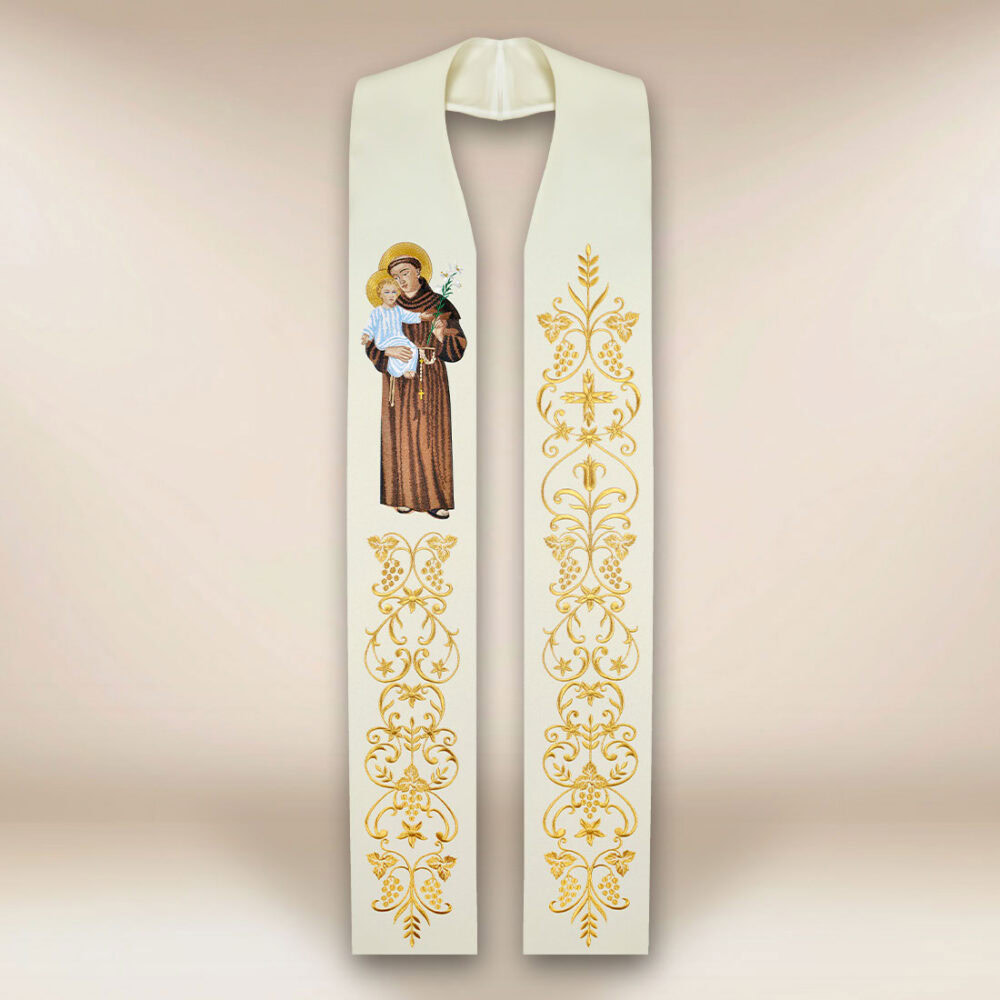 Étole brodée avec l'image de Saint Antoine