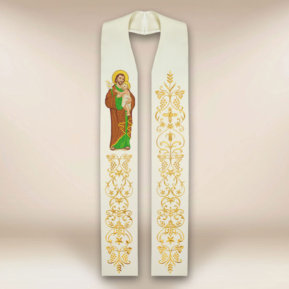 Étole brodée avec l'image de Saint Joseph