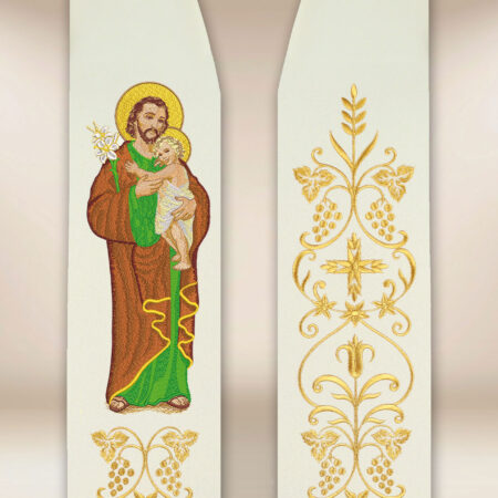 Étole brodée avec l'image de Saint Joseph