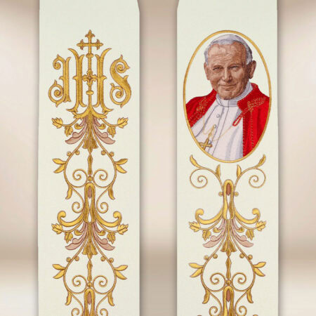 Étole brodée avec l'image de Saint Jean-Paul II
