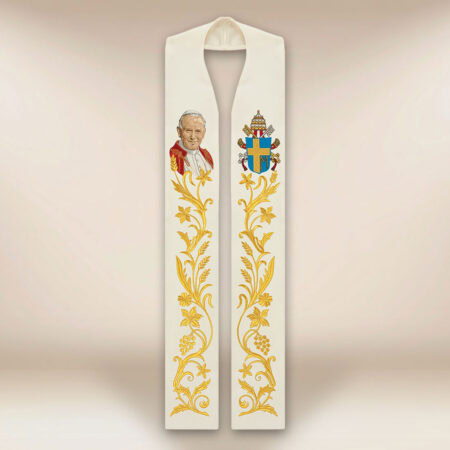 Étole brodée avec l'image de Saint Jean-Paul II