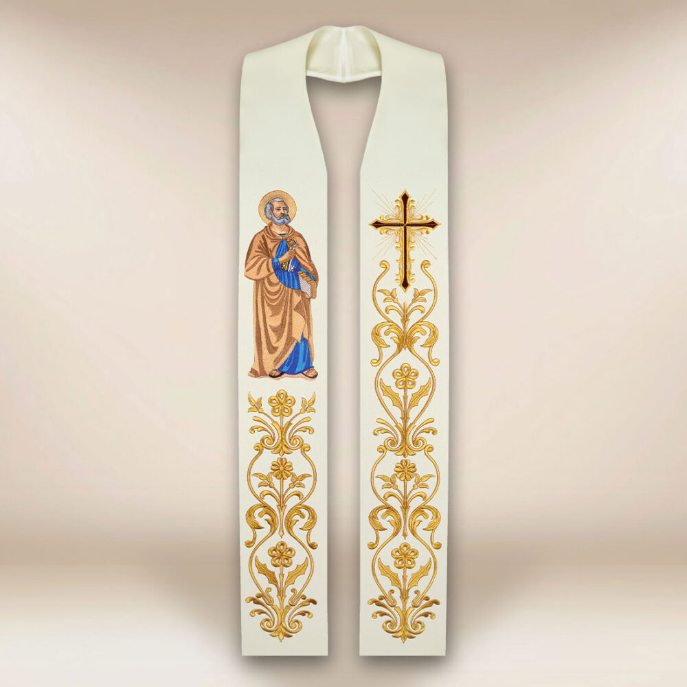 Étole brodée avec l'image de Saint Pierre