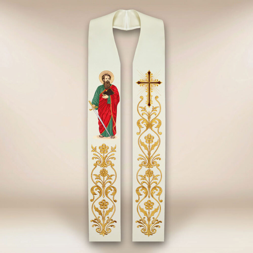 Étole brodée avec l'image de Saint Paul