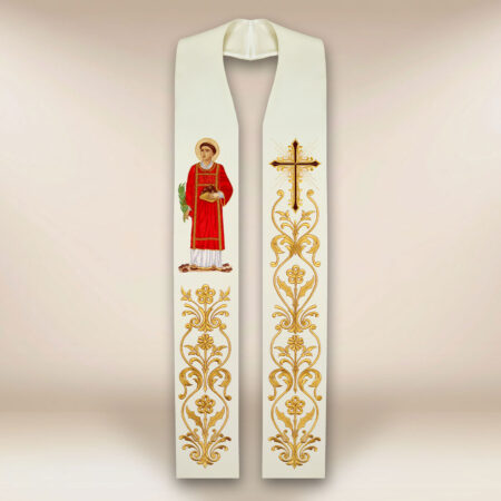 Étole brodée avec l'image de Saint Étienne