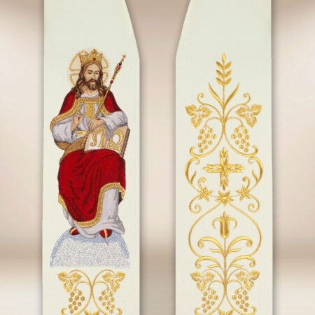 Étole brodée avec l'image de Christ Roi