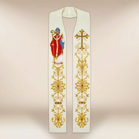 Étole brodée avec l'image de Saint Martin
