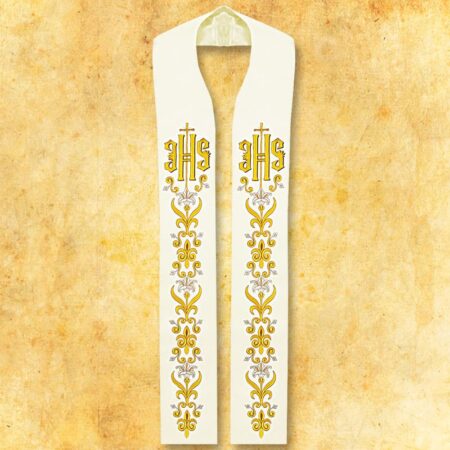 Étole liturgique brodée IHS