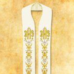 Étole liturgique brodée IHS