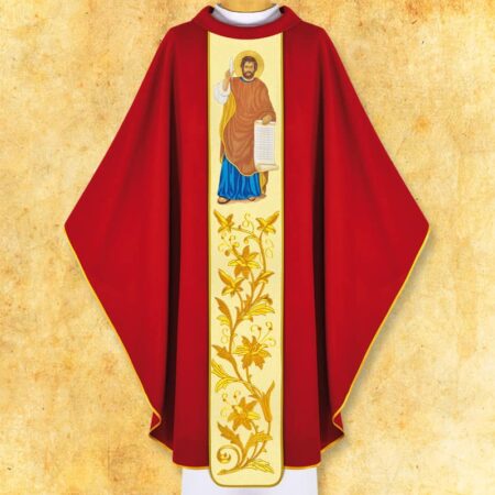 Chasuble rouge brodée Saint Matthieu