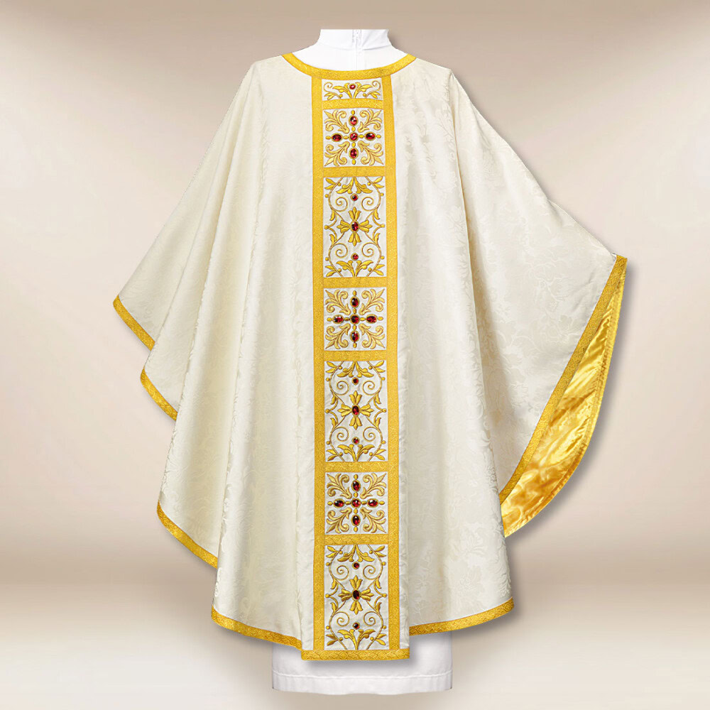 Chasuble liturgique brodée ecru