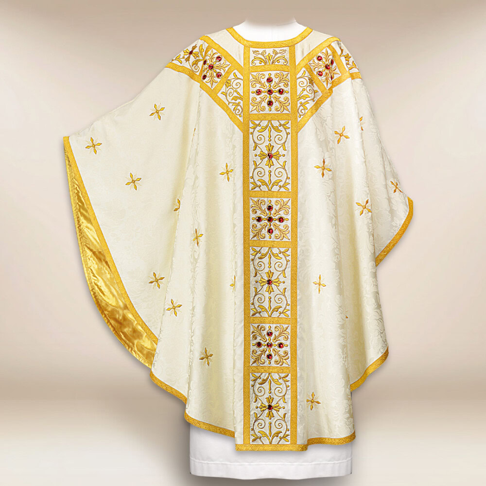 Chasuble liturgique brodée ecru