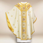 Chasuble liturgique brodée ecru