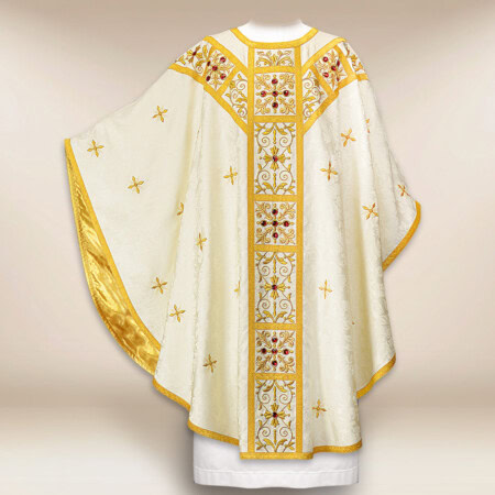 Chasuble liturgique brodée ecru