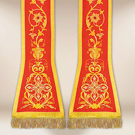 Étole brodée romaine rouge
