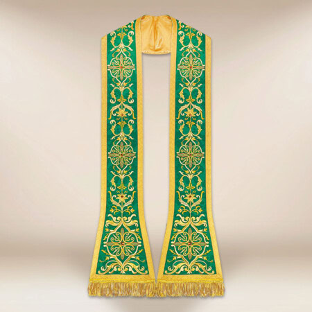 Étole brodée romaine verte