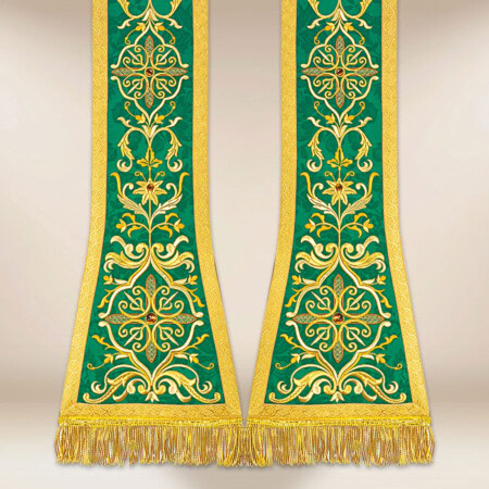 Étole brodée romaine verte