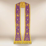 Étole liturgique brodée romaine violette