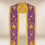 Étole liturgique brodée romaine violette