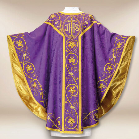 Chasuble brodée violette avec IHS
