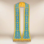 Étole liturgique mariale brodée bleue